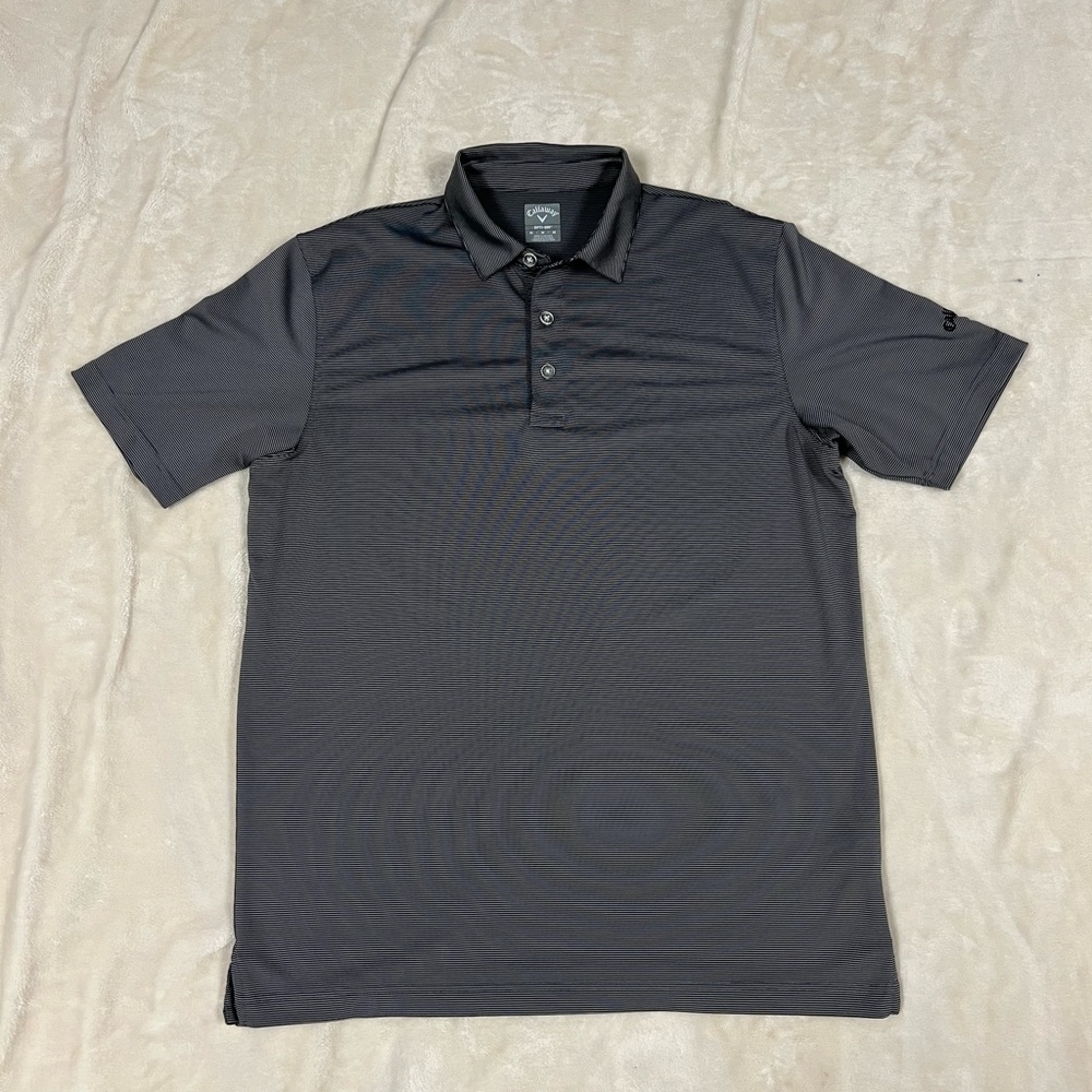 Men's Black & Gray Striped Polo Golf Shirt